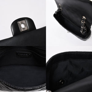 極美品 CHANEL シャネル マトラッセ25 Wチェーンワンショルダーバッグ A90211 19番台 ココマーク ラムスキン パンチングレザー 中古 4a007185