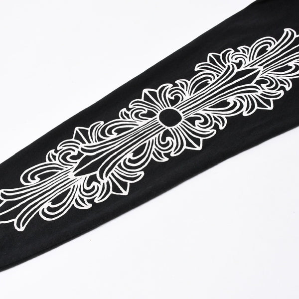 極美品 CHROME HEARTS クロムハーツ オールド 長袖Tシャツ サイズM フローラルクロス ホースシュー ニューヨーク限定 ブラック 中古 4a007292