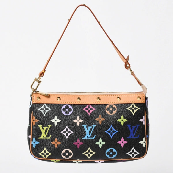 極美品 LOUIS VUITTON ルイヴィトン ポシェットアクセソワール アクセサリーポーチ M92648 モノグラム マルチカラー ブラック 中古 4a007172