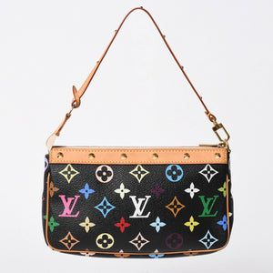 極美品 LOUIS VUITTON ルイヴィトン ポシェットアクセソワール アクセサリーポーチ M92648 モノグラム マルチカラー ブラック 中古 4a007172
