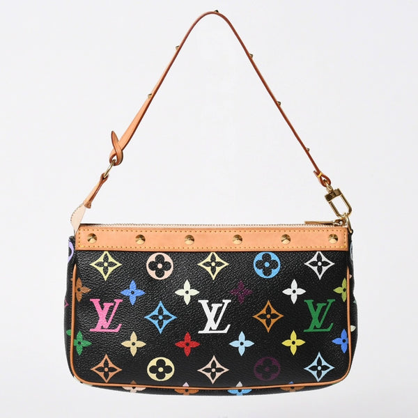 極美品 LOUIS VUITTON ルイヴィトン ポシェットアクセソワール アクセサリーポーチ M92648 モノグラム マルチカラー ブラック 中古 4a007172