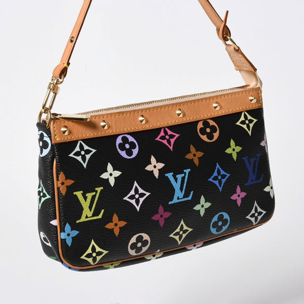極美品 LOUIS VUITTON ルイヴィトン ポシェットアクセソワール アクセサリーポーチ M92648 モノグラム マルチカラー ブラック 中古 4a007172