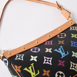 極美品 LOUIS VUITTON ルイヴィトン ポシェットアクセソワール アクセサリーポーチ M92648 モノグラム マルチカラー ブラック 中古 4a007172