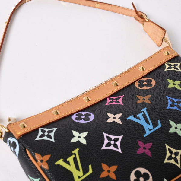 極美品 LOUIS VUITTON ルイヴィトン ポシェットアクセソワール アクセサリーポーチ M92648 モノグラム マルチカラー ブラック 中古 4a007172