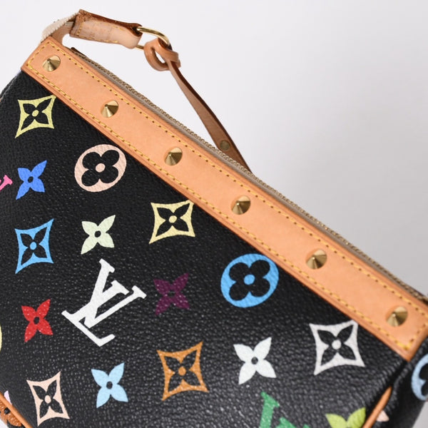 極美品 LOUIS VUITTON ルイヴィトン ポシェットアクセソワール アクセサリーポーチ M92648 モノグラム マルチカラー ブラック 中古 4a007172