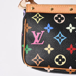 極美品 LOUIS VUITTON ルイヴィトン ポシェットアクセソワール アクセサリーポーチ M92648 モノグラム マルチカラー ブラック 中古 4a007172