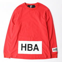 HOOD BY AIR フッドバイエアー HBA 長袖Tシャツ ボックスロゴ コットン レッド ホワイト ブラック サイズL 美品 中古 4a007302