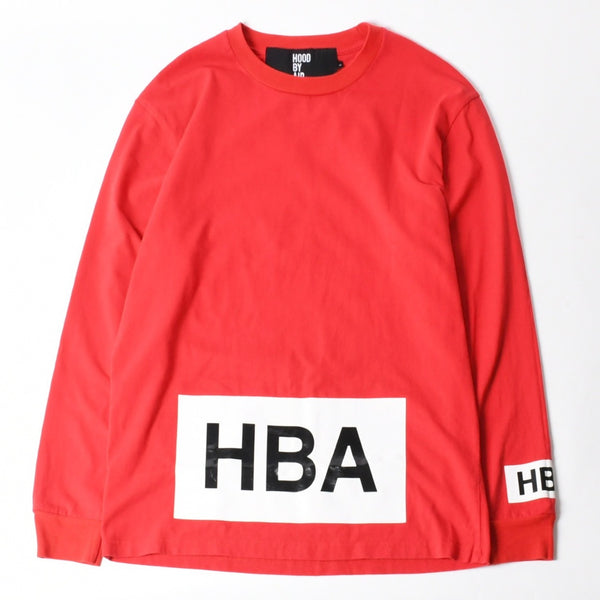 HOOD BY AIR フッドバイエアー HBA 長袖Tシャツ ボックスロゴ コットン レッド ホワイト ブラック サイズL 美品 中古 4a007302