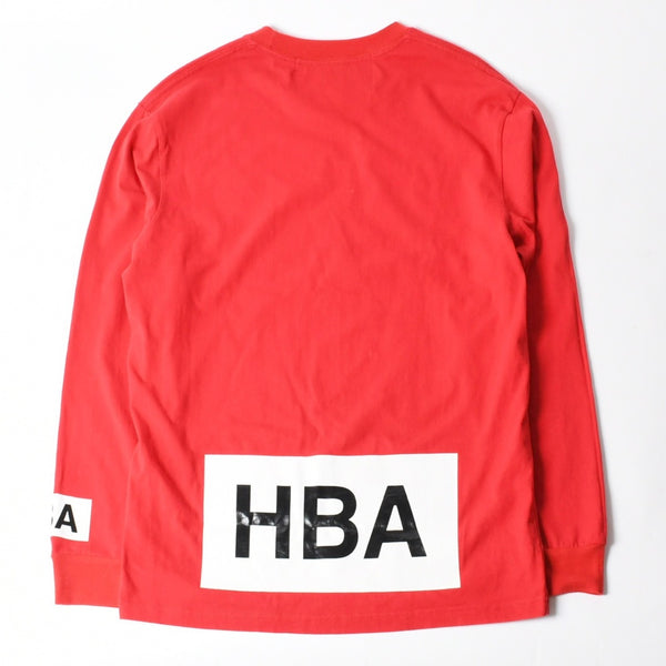 HOOD BY AIR フッドバイエアー HBA 長袖Tシャツ ボックスロゴ コットン レッド ホワイト ブラック サイズL 美品 中古 4a007302