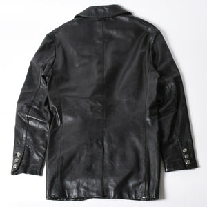 CHROME HEARTS クロムハーツ シングル レザーテーラードジャケット サイズS セメタリークロスパッチ 4パッチ フローラルボタン 美品 中古 4a007534