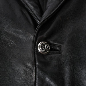 CHROME HEARTS クロムハーツ シングル レザーテーラードジャケット サイズS セメタリークロスパッチ 4パッチ フローラルボタン 美品 中古 4a007534