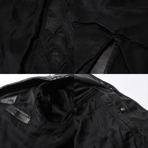 CHROME HEARTS クロムハーツ シングル レザーテーラードジャケット サイズS セメタリークロスパッチ 4パッチ フローラルボタン 美品 中古 4a007534