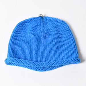 極美品 CHROME HEARTS クロムハーツ CASHMERE KNITTED CROSS BEANIE カシミヤ ニットビーニー ONE SIZE CHクロスパッチ 中古 4a007501