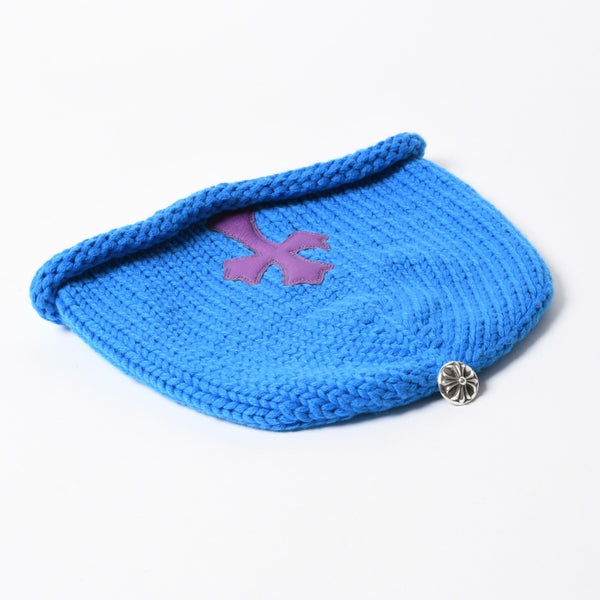 極美品 CHROME HEARTS クロムハーツ CASHMERE KNITTED CROSS BEANIE カシミヤ ニットビーニー ONE SIZE CHクロスパッチ 中古 4a007501