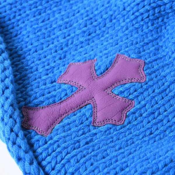 極美品 CHROME HEARTS クロムハーツ CASHMERE KNITTED CROSS BEANIE カシミヤ ニットビーニー ONE SIZE CHクロスパッチ 中古 4a007501