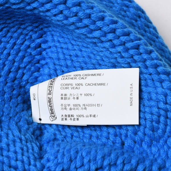 極美品 CHROME HEARTS クロムハーツ CASHMERE KNITTED CROSS BEANIE カシミヤ ニットビーニー ONE SIZE CHクロスパッチ 中古 4a007501