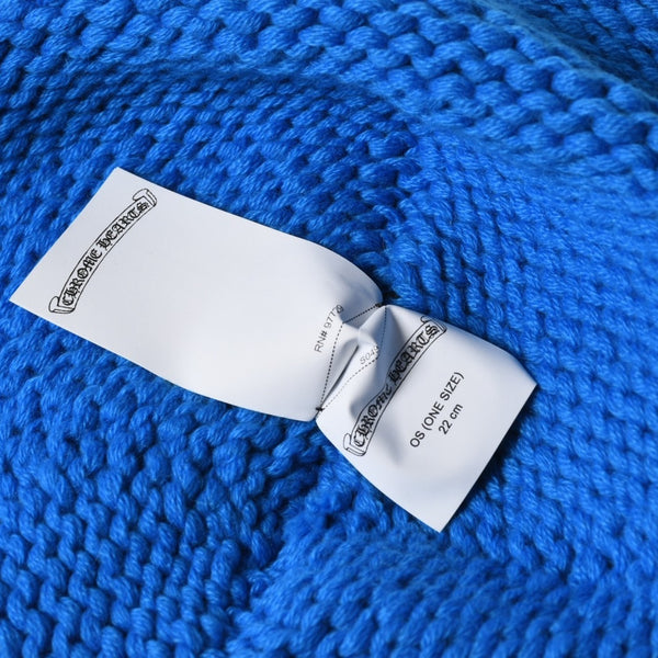 極美品 CHROME HEARTS クロムハーツ CASHMERE KNITTED CROSS BEANIE カシミヤ ニットビーニー ONE SIZE CHクロスパッチ 中古 4a007501