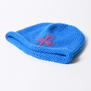 極美品 CHROME HEARTS クロムハーツ CASHMERE KNITTED CROSS BEANIE カシミヤ ニットビーニー ONE SIZE CHクロスパッチ 中古 4a007501