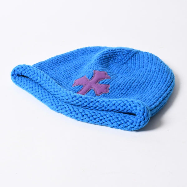 極美品 CHROME HEARTS クロムハーツ CASHMERE KNITTED CROSS BEANIE カシミヤ ニットビーニー ONE SIZE CHクロスパッチ 中古 4a007501