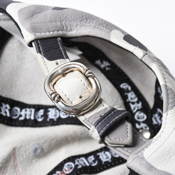 極美品 CHROME HEARTS クロムハーツ レザートラッカーキャップ ONE SIZE 51-61 カモフラージュ スターレザーパッチ スター装飾 中古 4a007503