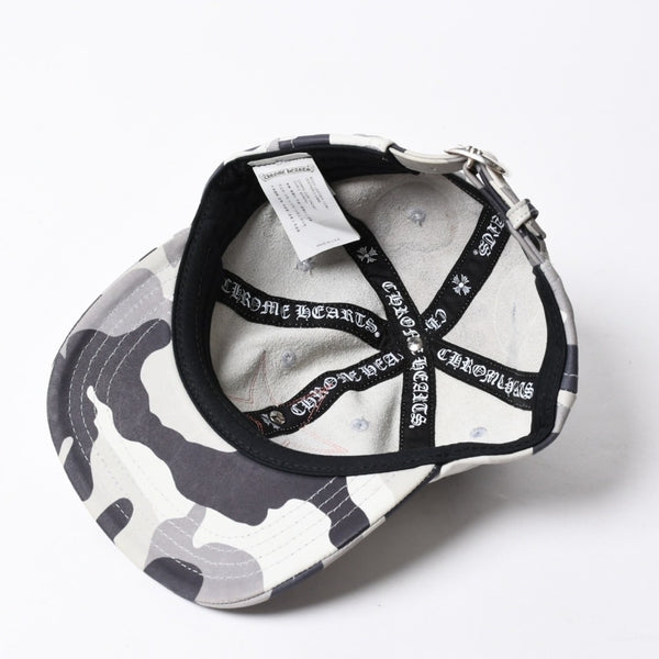 極美品 CHROME HEARTS クロムハーツ レザートラッカーキャップ ONE SIZE 51-61 カモフラージュ スターレザーパッチ スター装飾 中古 4a007503