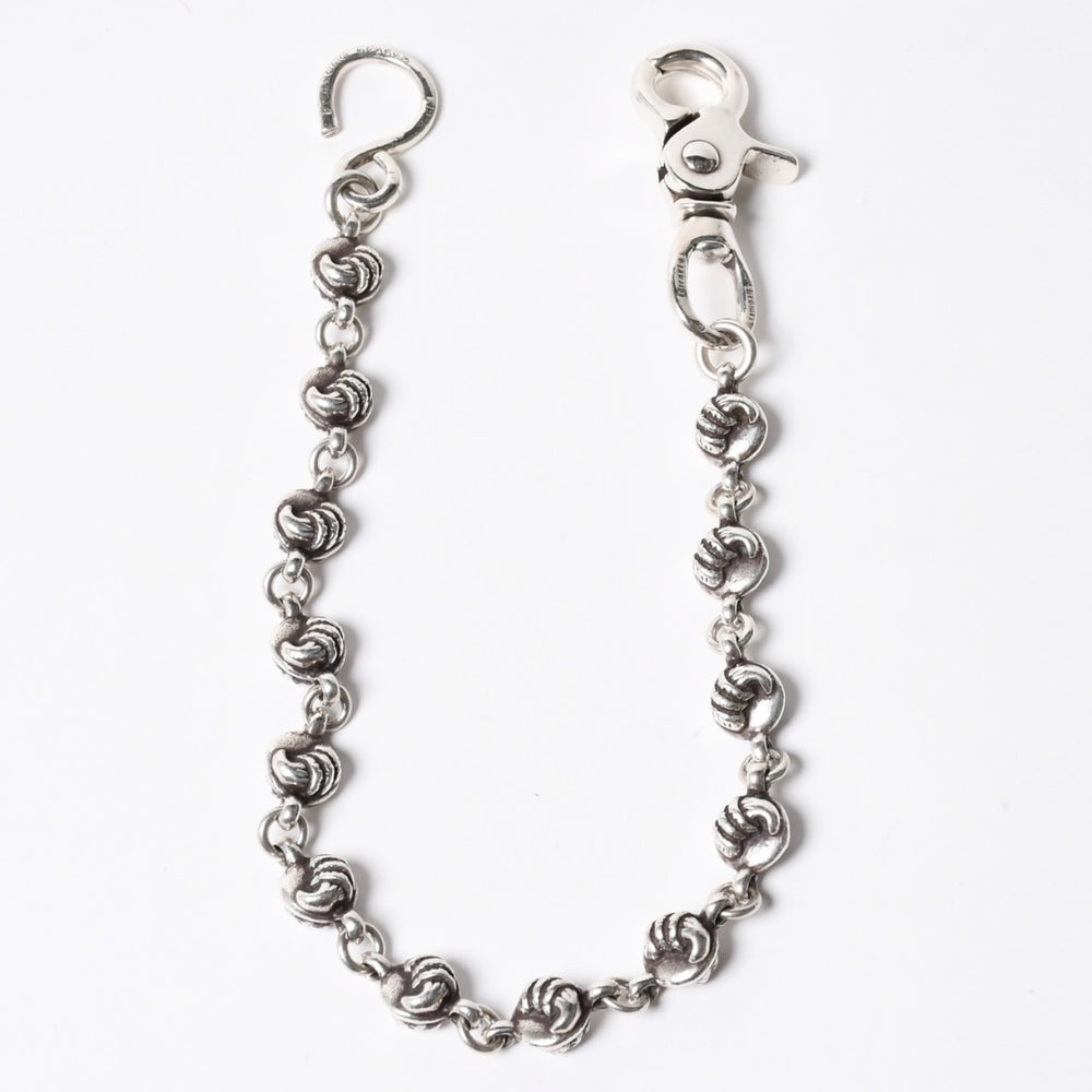極美品 CHROME HEARTS クロムハーツ 1クリップ ショート #2クロウボール ウォレットチェーン 13リンク 重量約169.14g シルバー925 中古 4a007527