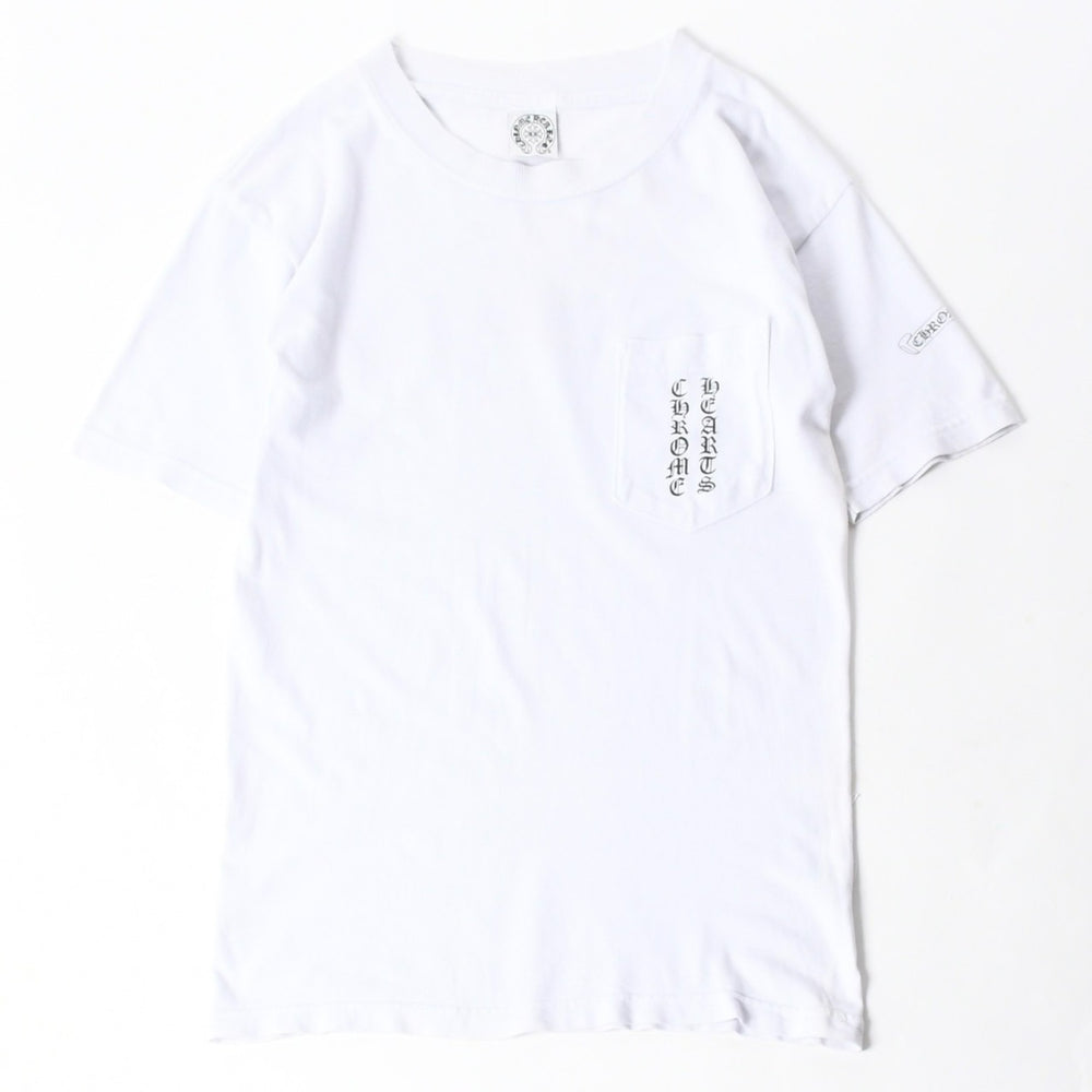 CHROME HEARTS クロムハーツ 半袖Tシャツ サイズS アメリカンフラッグ スクロールラベル ホワイト 美品 中古 4a007316