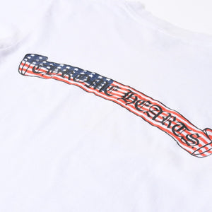 CHROME HEARTS クロムハーツ 半袖Tシャツ サイズS アメリカンフラッグ スクロールラベル ホワイト 美品 中古 4a007316