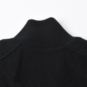 新品同様 PRADA プラダ 裏ボアジップアップベスト UMT345 S192 3FG イタリア製 カシミヤ ブラック シルバー金具 サイズ46 中古 4a007250