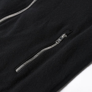 新品同様 PRADA プラダ 裏ボアジップアップベスト UMT345 S192 3FG イタリア製 カシミヤ ブラック シルバー金具 サイズ46 中古 4a007250