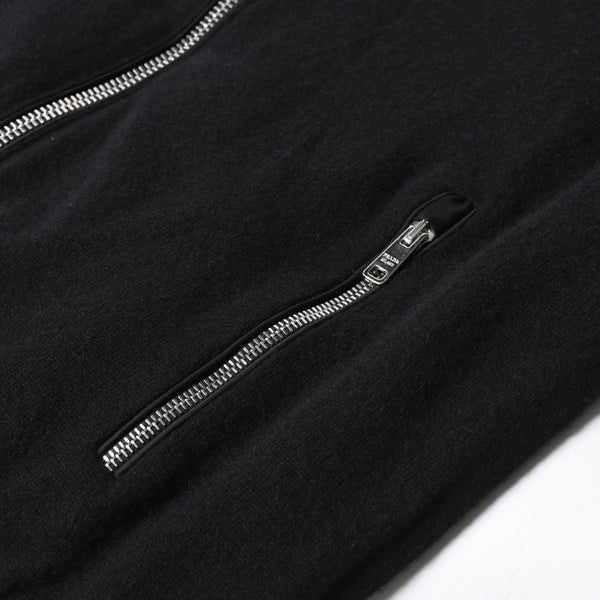新品同様 PRADA プラダ 裏ボアジップアップベスト UMT345 S192 3FG イタリア製 カシミヤ ブラック シルバー金具 サイズ46 中古 4a007250