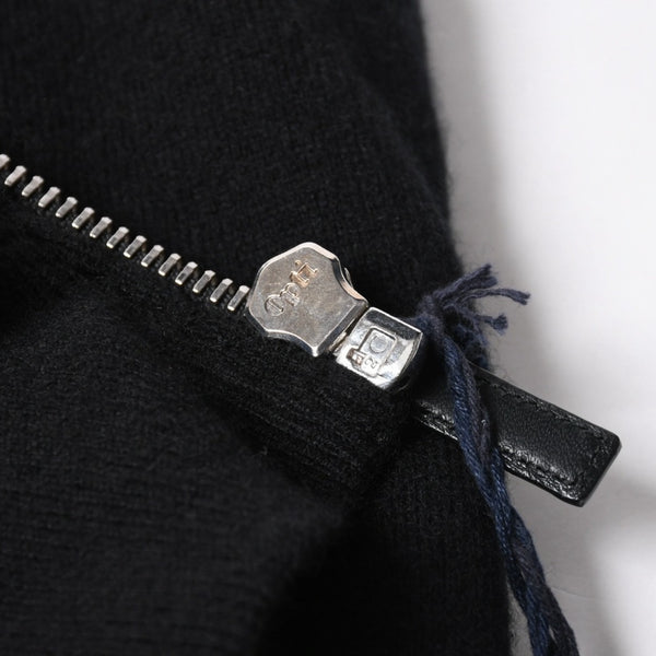 新品同様 PRADA プラダ 裏ボアジップアップベスト UMT345 S192 3FG イタリア製 カシミヤ ブラック シルバー金具 サイズ46 中古 4a007250