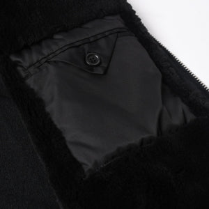 新品同様 PRADA プラダ 裏ボアジップアップベスト UMT345 S192 3FG イタリア製 カシミヤ ブラック シルバー金具 サイズ46 中古 4a007250