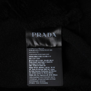 新品同様 PRADA プラダ 裏ボアジップアップベスト UMT345 S192 3FG イタリア製 カシミヤ ブラック シルバー金具 サイズ46 中古 4a007250