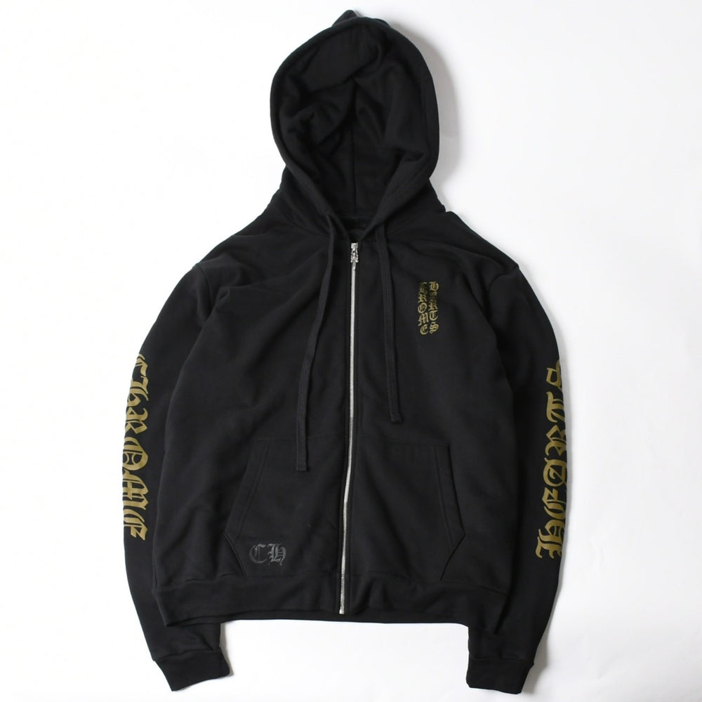 新品同様品 CHROME HEARTS クロムハーツ ジップアップ フーディー パーカー サイズL バーティカルロゴ ダガージップ ブラック 中古 4a007577