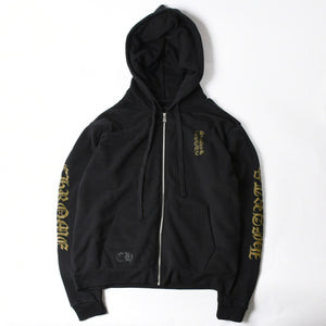 新品同様品 CHROME HEARTS クロムハーツ ジップアップ フーディー パーカー サイズL バーティカルロゴ ダガージップ ブラック 中古 4a007577