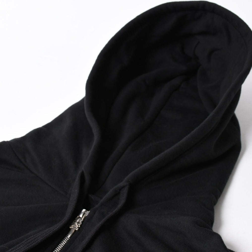 新品同様品 CHROME HEARTS クロムハーツ ジップアップ フーディー パーカー サイズL バーティカルロゴ ダガージップ ブラック 中古 4a007577