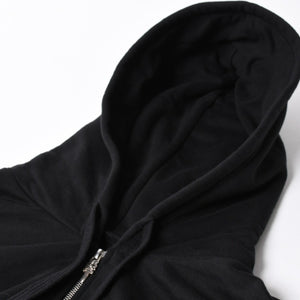 新品同様品 CHROME HEARTS クロムハーツ ジップアップ フーディー パーカー サイズL バーティカルロゴ ダガージップ ブラック 中古 4a007577