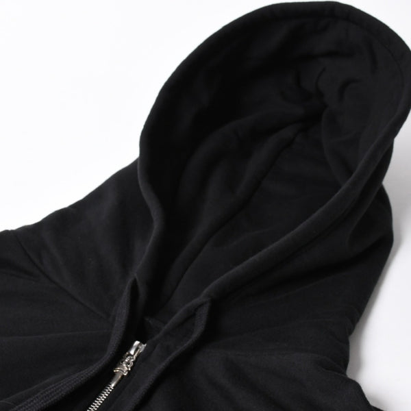 新品同様品 CHROME HEARTS クロムハーツ ジップアップ フーディー パーカー サイズL バーティカルロゴ ダガージップ ブラック 中古 4a007577