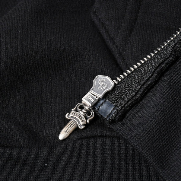 新品同様品 CHROME HEARTS クロムハーツ ジップアップ フーディー パーカー サイズL バーティカルロゴ ダガージップ ブラック 中古 4a007577