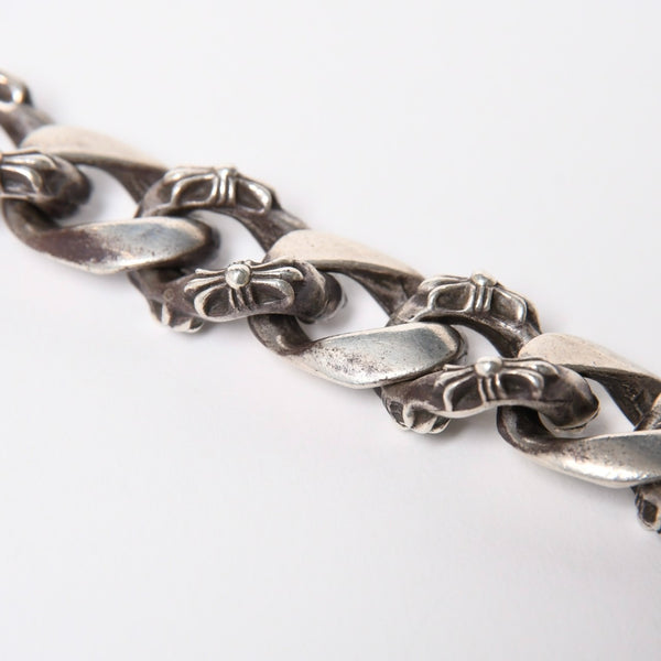 極美品 CHROME HEARTS オールド ファンシーリンク クリップ チョーカー ネックレス メンズ シルバーSV925 重量約195.7g 中古 4a007324