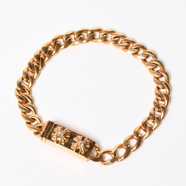 CHROME HEARTS クロムハーツ MINI ID 2CHX 2Pダイヤモンド 22K ゴールドブレスレット 22k2000刻印 重量約42.85g 美品 中古 4a007263