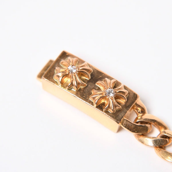 CHROME HEARTS クロムハーツ MINI ID 2CHX 2Pダイヤモンド 22K ゴールドブレスレット 22k2000刻印 重量約42.85g 美品 中古 4a007263