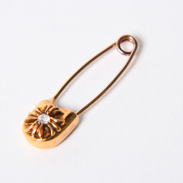 極美品 CHROME HEARTS クロムハーツ 22K パヴェダイヤ スモール セーフティピン 重量約3,5g 22KYG 22K 中古 4a007288