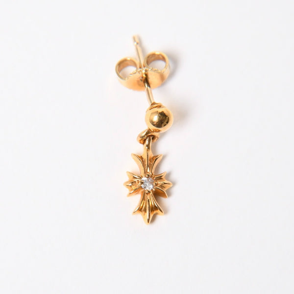 極美品 CHROME HEARTS クロムハーツ 22K ER TNY E PLS DROP1 DMND タイニーE CHプラス 1ドロップピアス 重量約1.62g ダイヤモンド 中古 4a007331