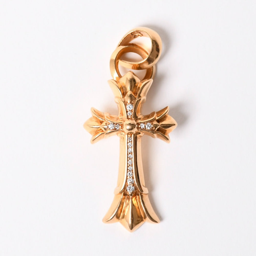 極美品 CHROME HEARTS クロムハーツ ダブルCHクロス WITH ベイル パヴェ ダイヤ ペンダントトップ チャーム 重量約36.1g 2011/.22K刻印 中古 4a007328
