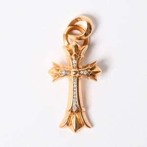 極美品 CHROME HEARTS クロムハーツ ダブルCHクロス WITH ベイル パヴェ ダイヤ ペンダントトップ チャーム 重量約36.1g 2011/.22K刻印 中古 4a007328