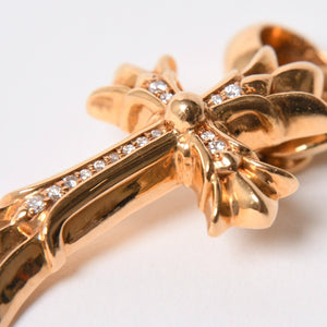 極美品 CHROME HEARTS クロムハーツ ダブルCHクロス WITH ベイル パヴェ ダイヤ ペンダントトップ チャーム 重量約36.1g 2011/.22K刻印 中古 4a007328