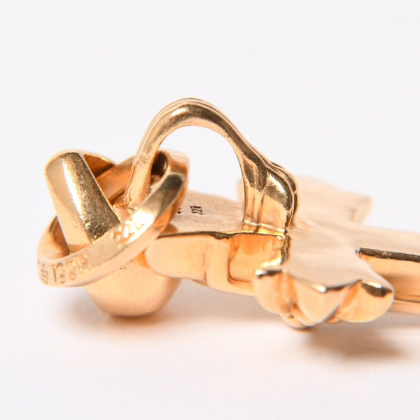 極美品 CHROME HEARTS クロムハーツ ダブルCHクロス WITH ベイル パヴェ ダイヤ ペンダントトップ チャーム 重量約36.1g 2011/.22K刻印 中古 4a007328