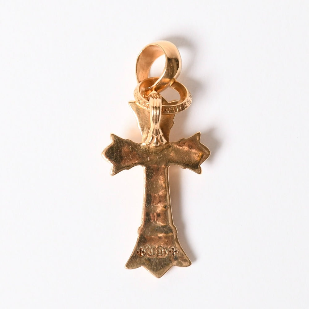 極美品 CHROME HEARTS クロムハーツ ダブルCHクロス WITH ベイル パヴェ ダイヤ ペンダントトップ チャーム 重量約36.1g 2011/.22K刻印 中古 4a007328